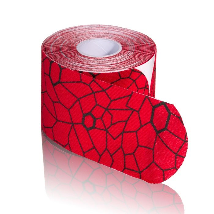 THERABAND Kinesiology Tape - 20 Precut Strip Roll, Hot Red/Black