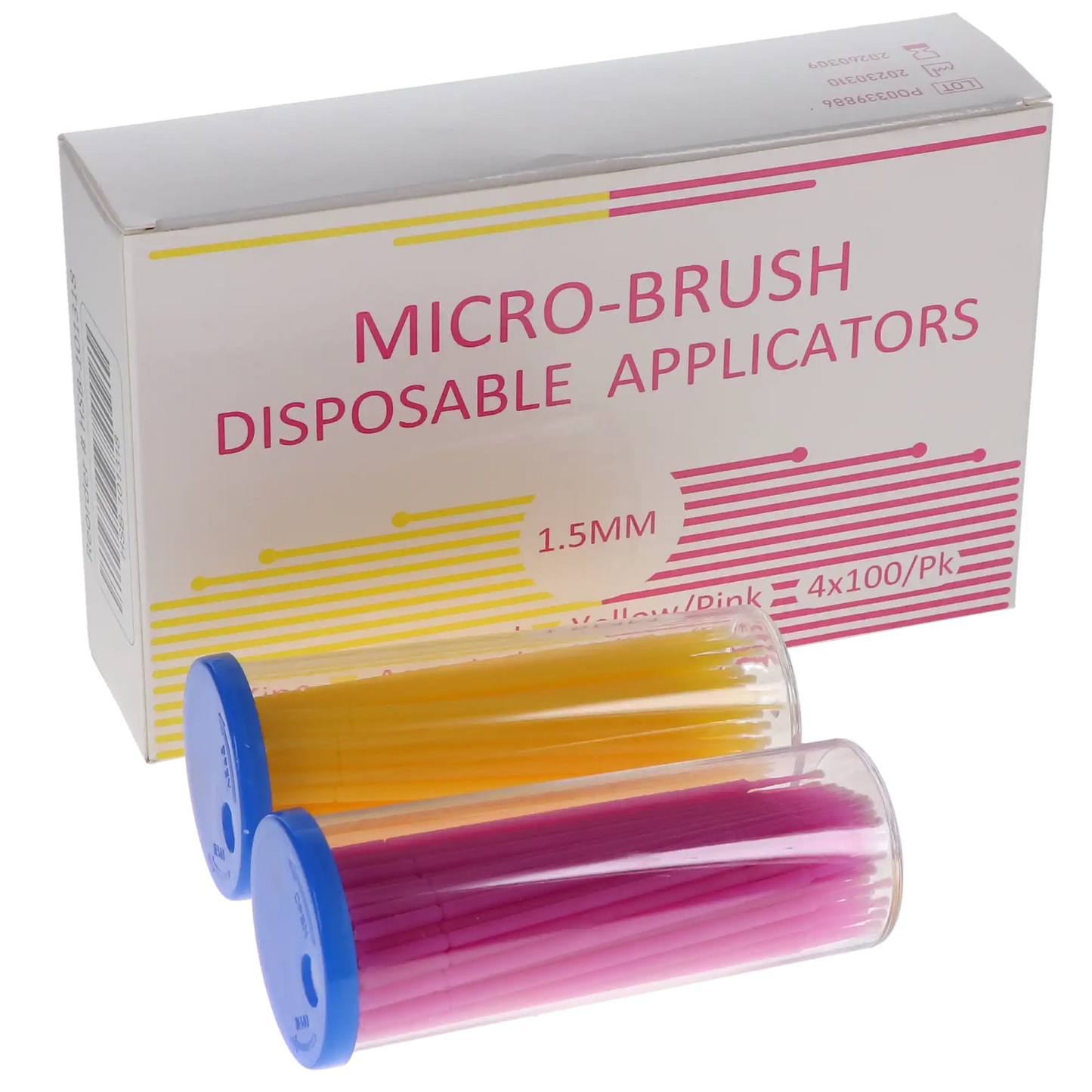 HSB-Micro-Brush Disposable Applicators, Fine, Assorted, Yellow/Pink, 4 x 100/Pk, HSB-101318