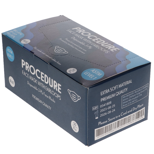 HSB - Earloop 3-PLY Masks 50/Bx ASTM Level 1 Blue, 50/bx
