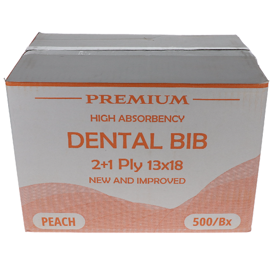 HSB - Disposable Bibs, 2+1 Ply, 13" x 18", Peach, 500/Pk