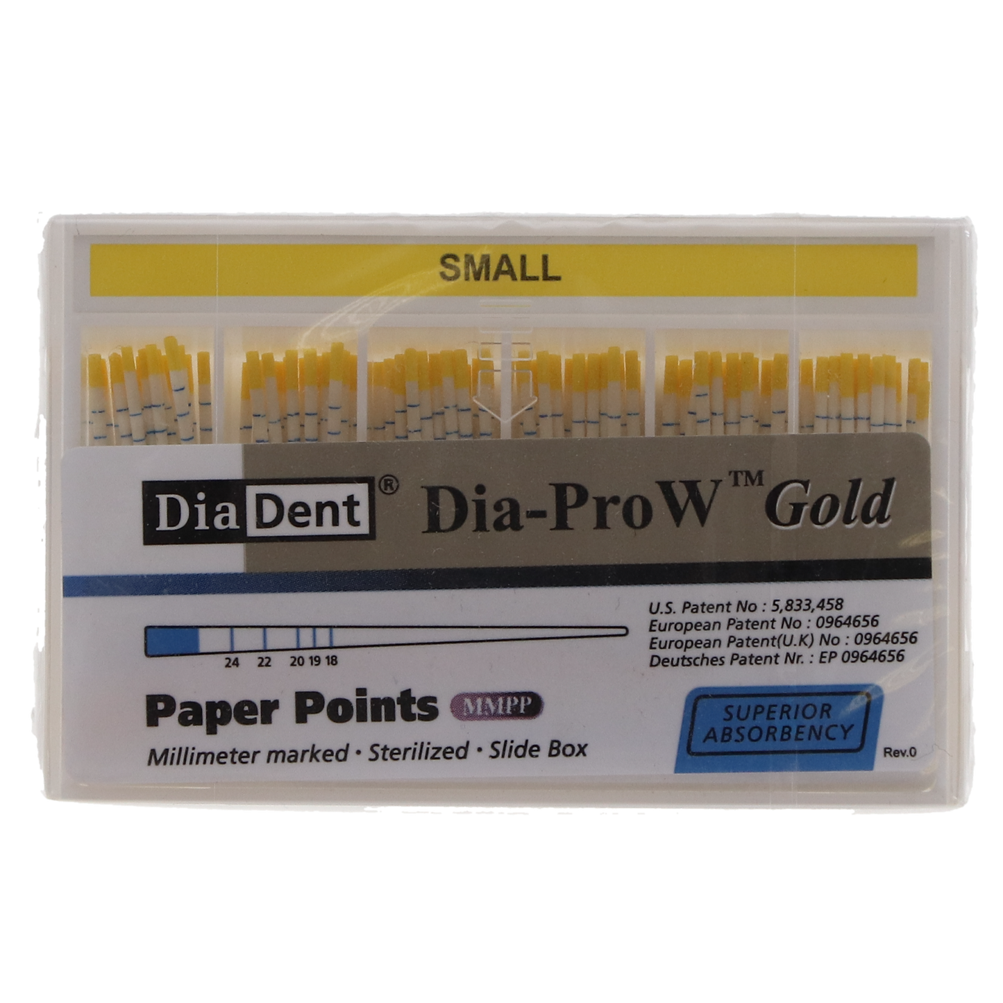 Dia-Pro W Gold Paper Points - Spill Proof 100/box, Assorted