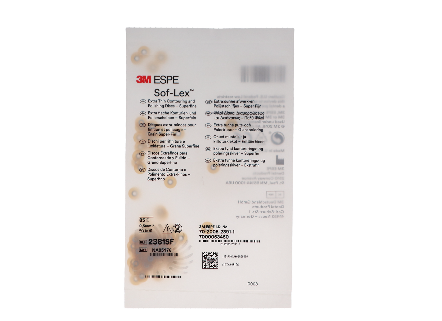 Sof-Lex XT Contouring and Polishing Discs, Extra Thin, Pop-On, 3/8", Superfine, Yellow, 85/Pk, 2381SF