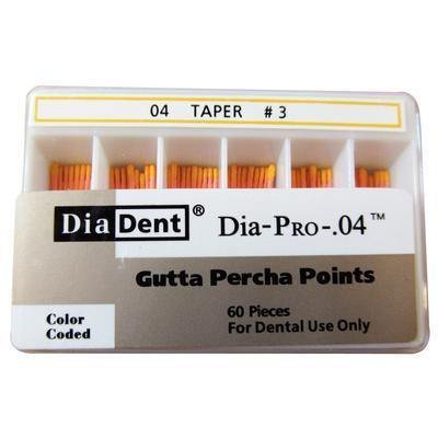 Dia-PRO™ Gutta Percha Points – 0.04 Taper, 60/Box, Size/Color: #4 (0.216)