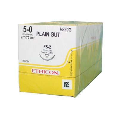 J&J Ethicon 5-0 Plain Gut Suture FS-2, 27", 12/Pack | JJ-H820G