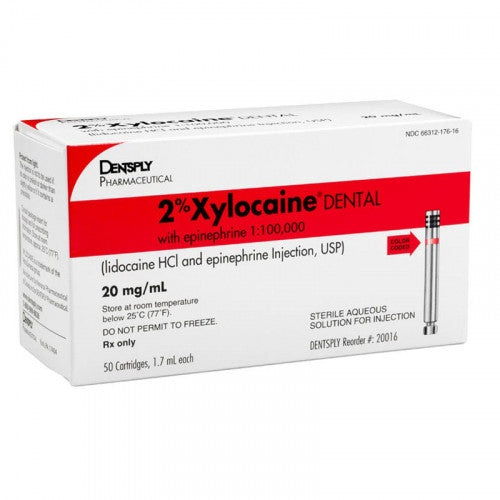 Xylocaine(Lidocaine) HCI 2% w/Epinephrine 1:100,000, Red, 50/Box