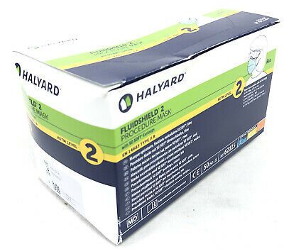 Halyard - FluidShield Procedure Earloop Mask ASTM Level 2 , Blue , 50/Box #62115 - 1/Box