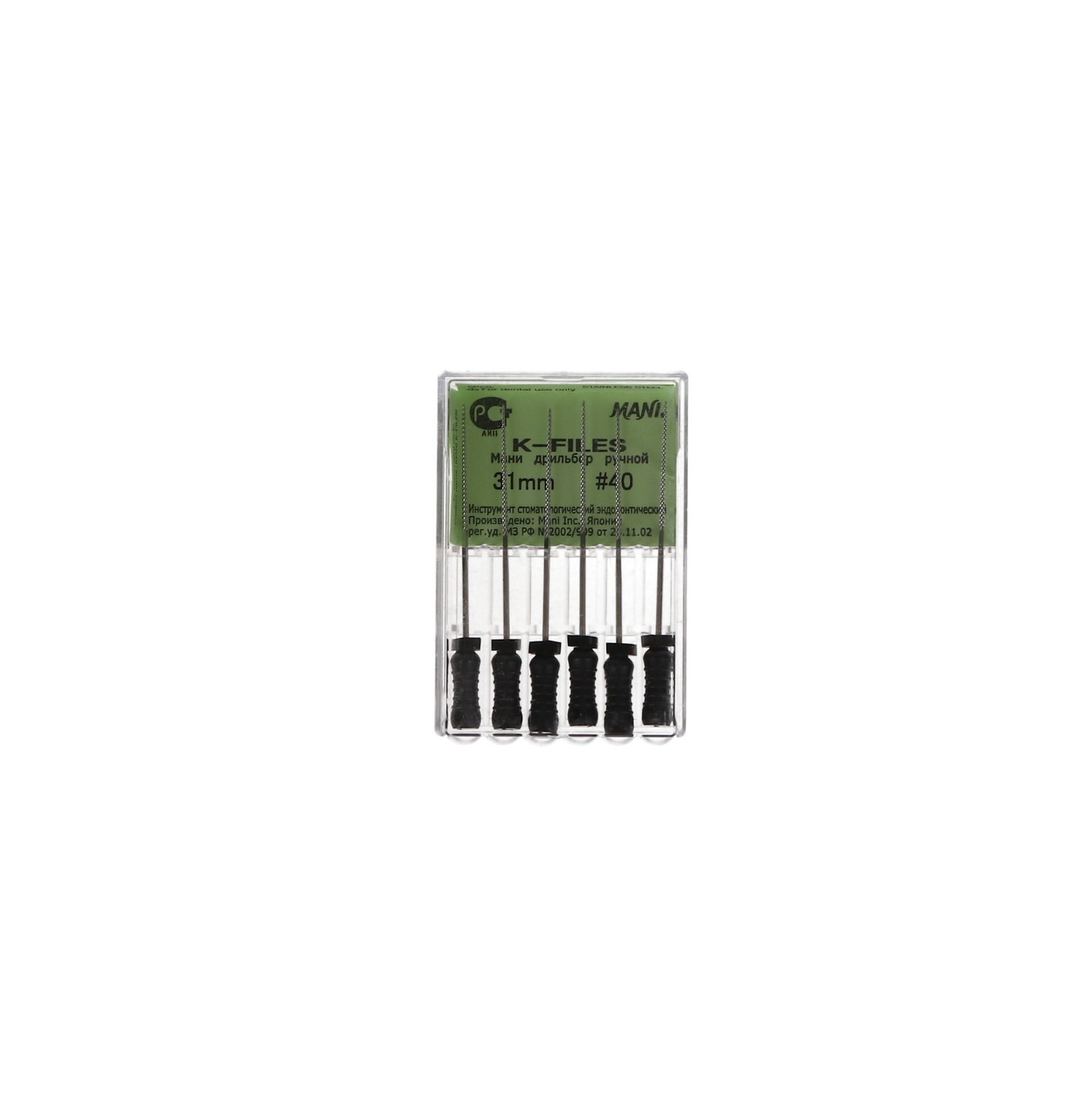 K-File, Stainless Steel, 31 mm, # 40, Black, 6/Pk, MK3140