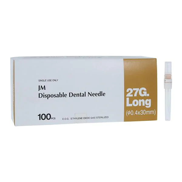 JMorita -Needle Plastic Hub 27 Gauge Long Yellow (100/Bx 0.4x30mm) - 27G Long