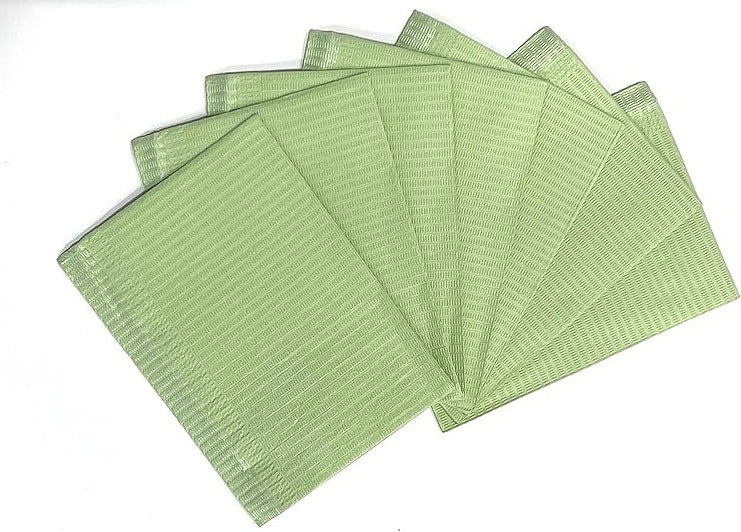 Disposable Dental Patient Bibs 500/Box 2/Ply Tissue+1 Ply Poly - Yellow