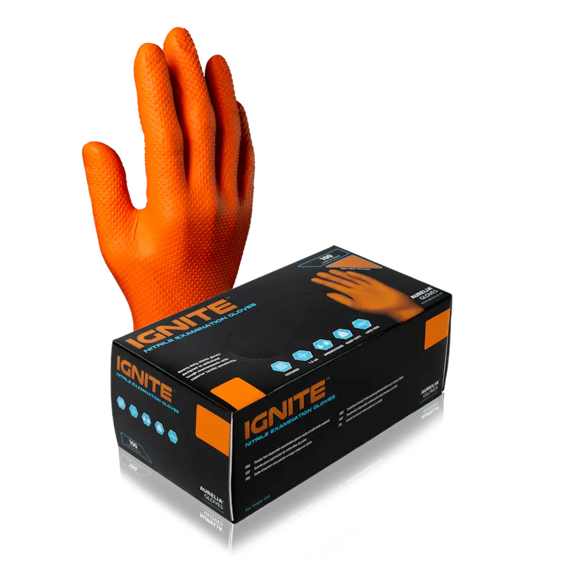 Aurelia: Ignite nitrile gloves orange extra large 100/Bx - 97889