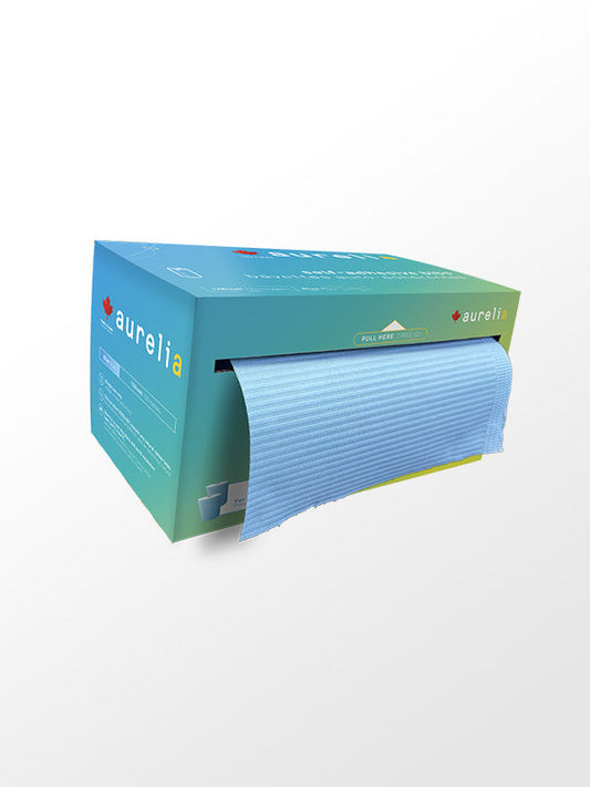Aurelia, Self Adhesive Blue Bibs Chainless Bibs 500/Case - 4/Rolls 500/Case