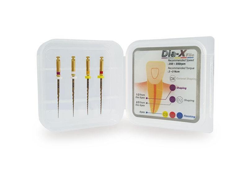 Dia-X Rotary Files 4 files/box, Size #D1-D4 Assorted 21mm