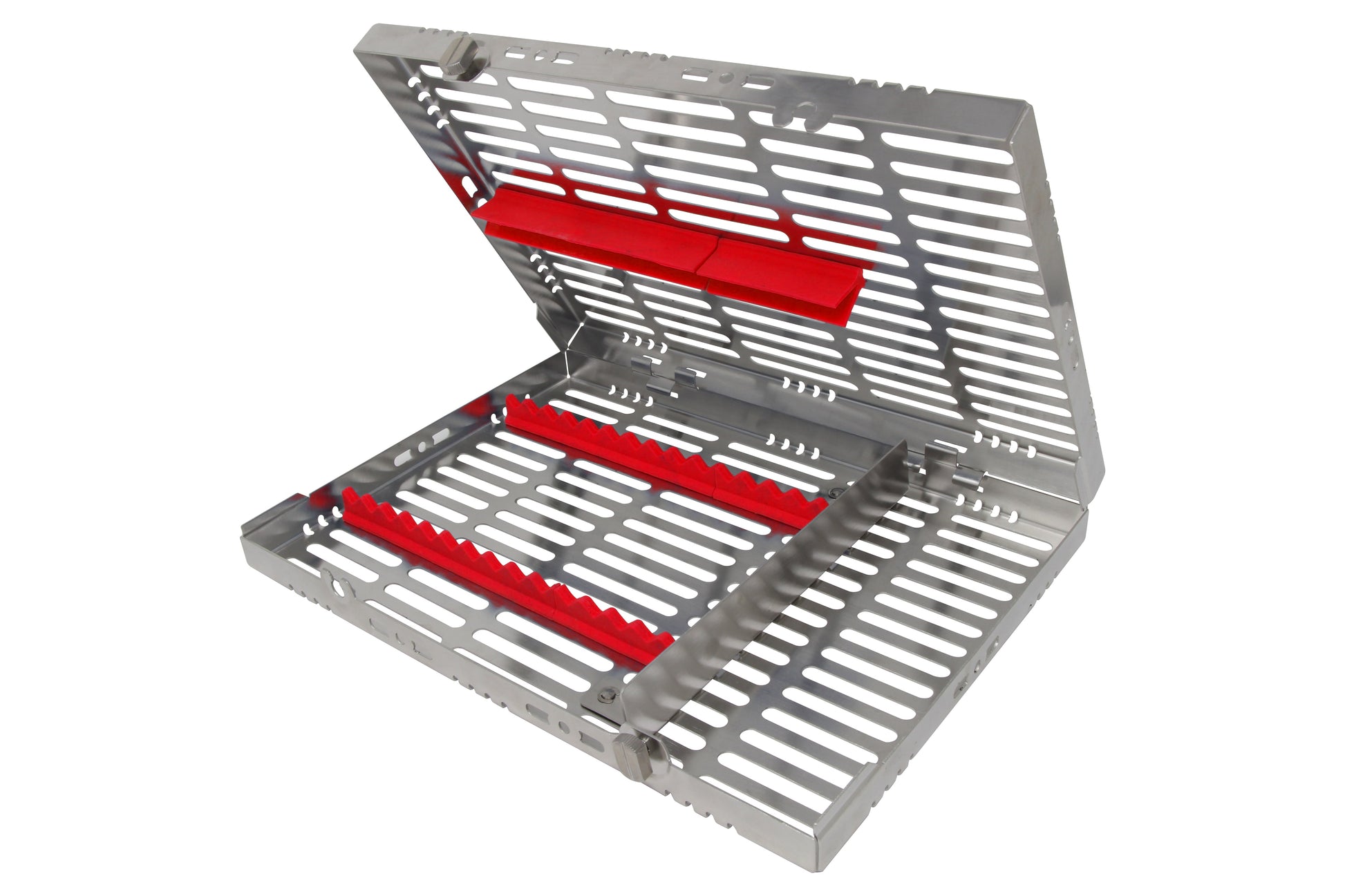 Sterilization Cassette for 16 Instruments, With Adjustable Accessory Area -  280x202x30, Detachable - HiTeck Medical Instruments