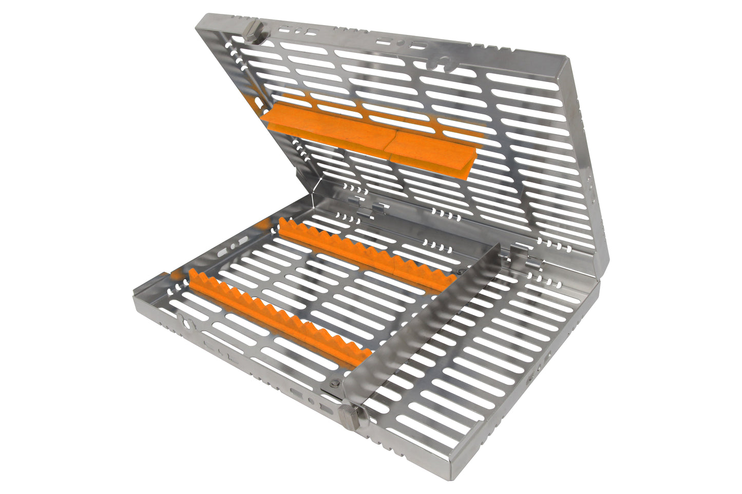 Sterilization Cassette for 16 Instruments, With Adjustable Accessory Area - 280x202x30, Detachable - HiTeck Medical Instruments