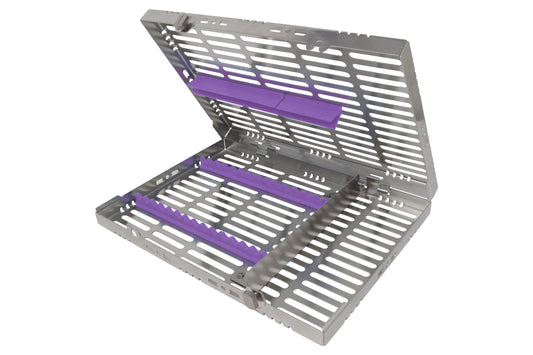 Sterilization Cassette for 16 Instruments, With Adjustable Accessory Area -  280x202x30, Detachable - HiTeck Medical Instruments