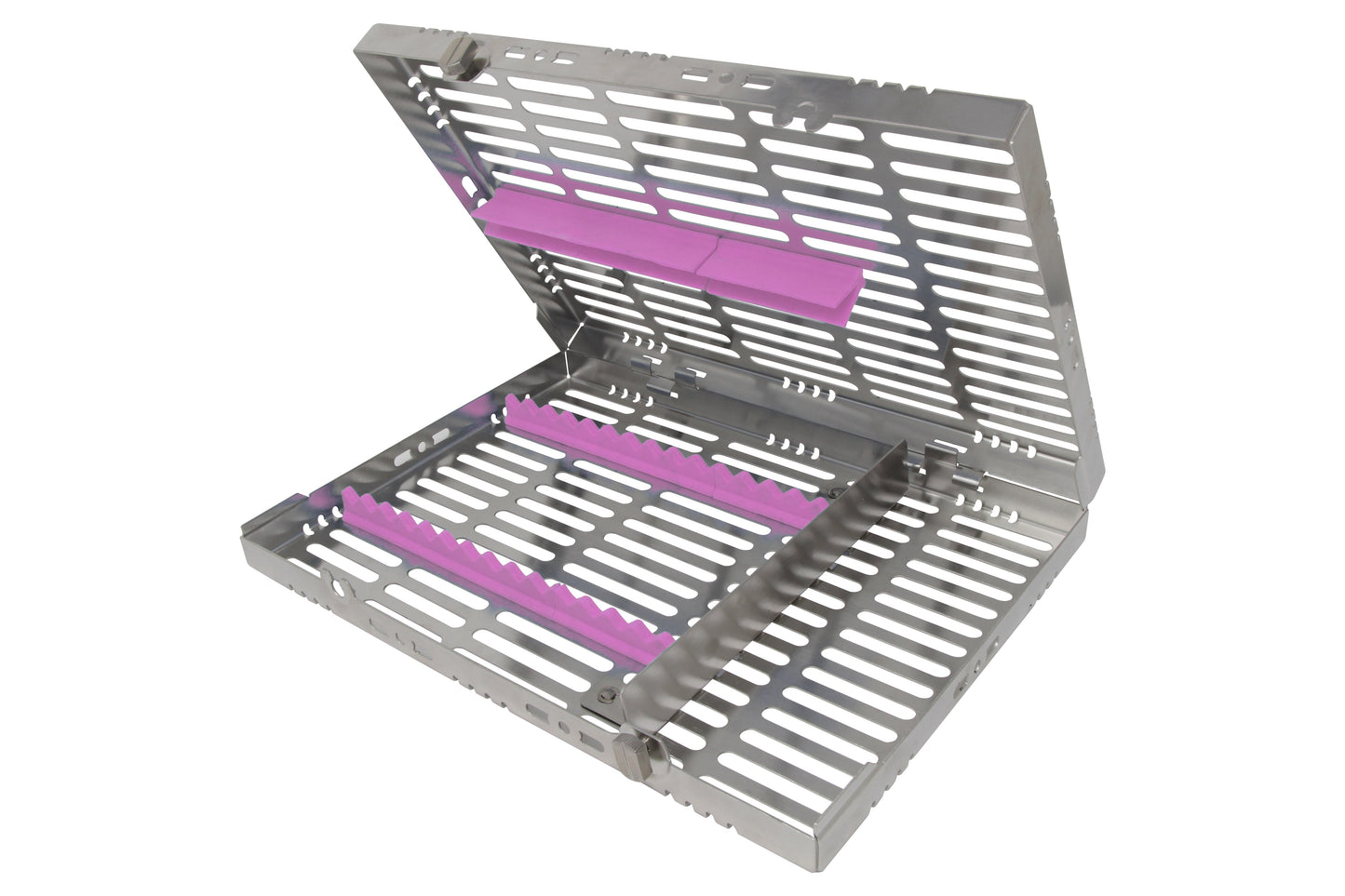 Sterilization Cassette for 16 Instruments, With Adjustable Accessory Area - 280x202x30, Detachable - HiTeck Medical Instruments