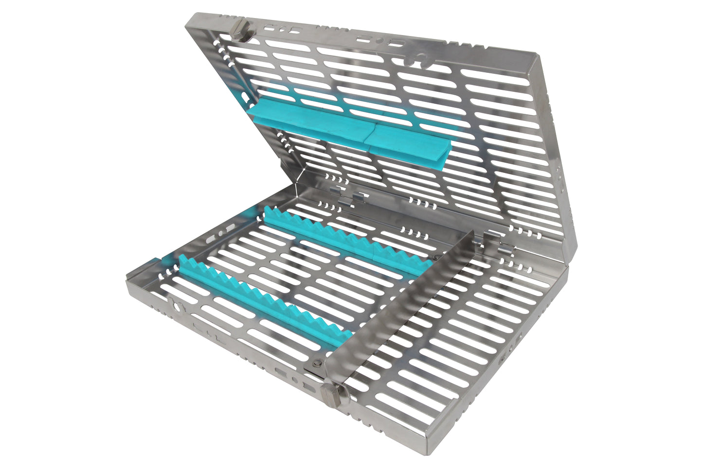 Sterilization Cassette for 16 Instruments, With Adjustable Accessory Area - 280x202x30, Detachable - HiTeck Medical Instruments