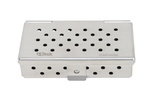 Sterilization Cassette for Clamps, Small Parts & Handpieces, With Silicone Mat - 80x40x20, Non Detachable - HiTeck Medical Instruments