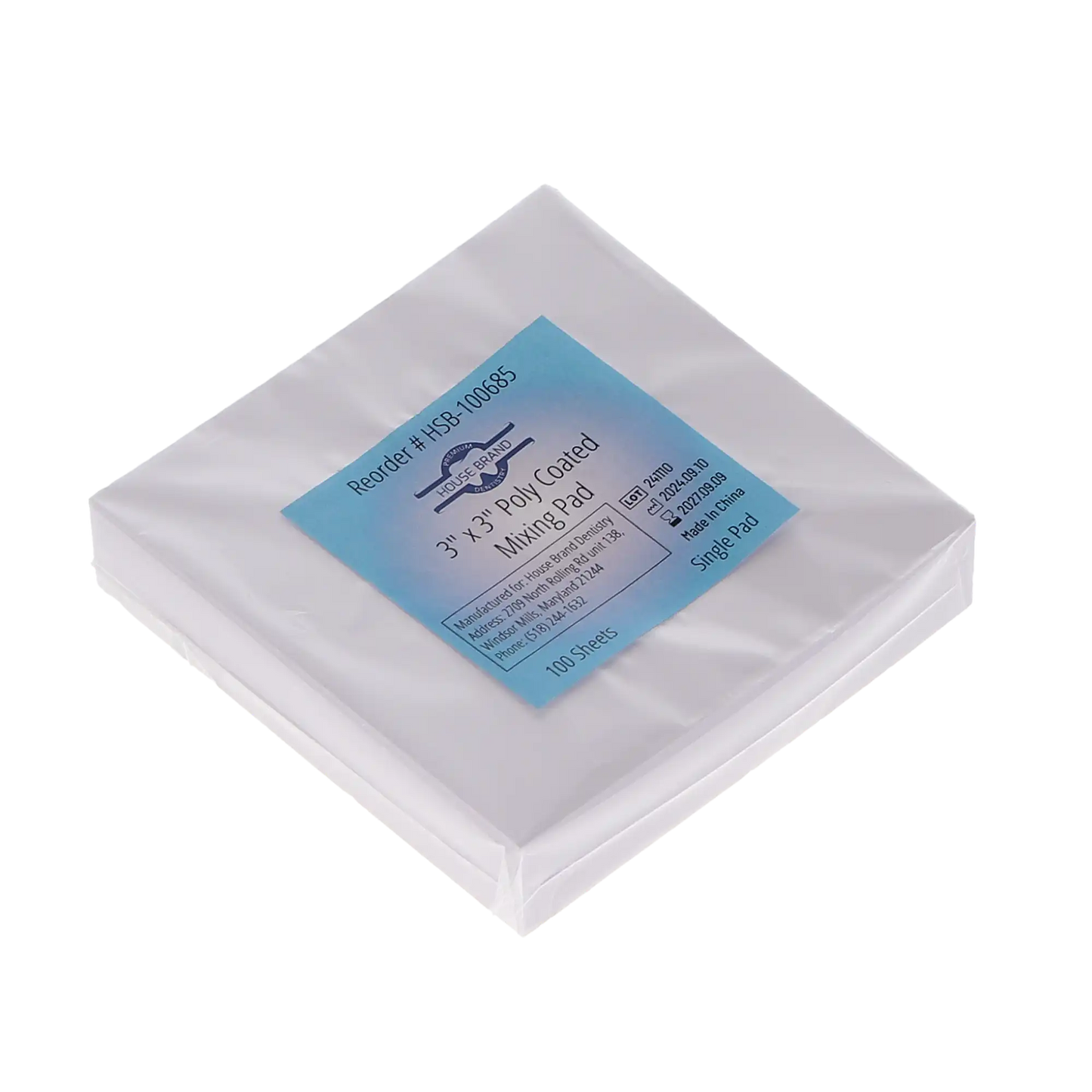 HSB 3" x 3" Poly Coated Mixing Pad 100 Sheets Single Pad (100685)