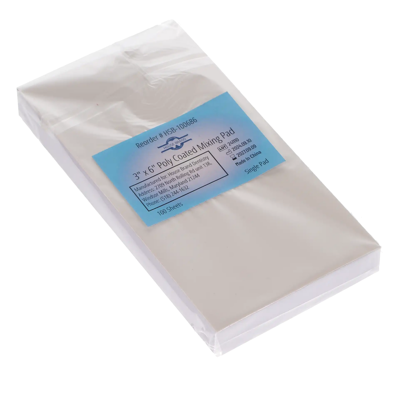 HSB 3" x 6" Poly Coated Mixing Pad 100 Sheets Single Pad (100686)