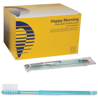 Hager-Happy Morning Disposable Toothbrushes with Toothpaste 100/Box #605401