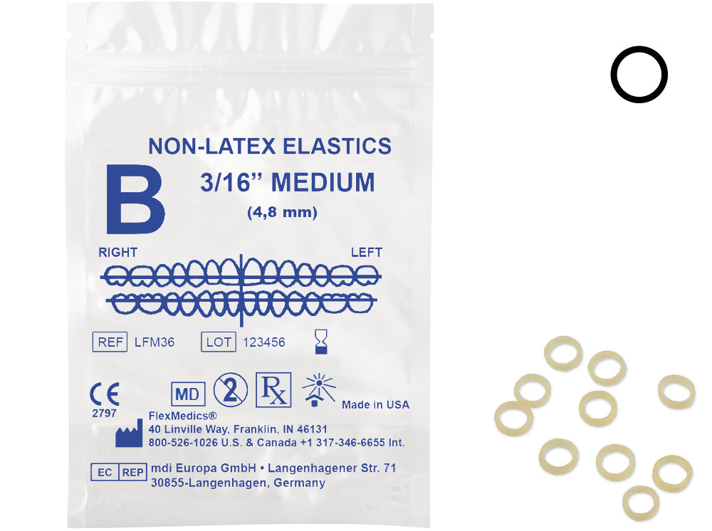 Intraoral elastics Rubber Bands, Latex-Free Medium 4.5oz 50/PK