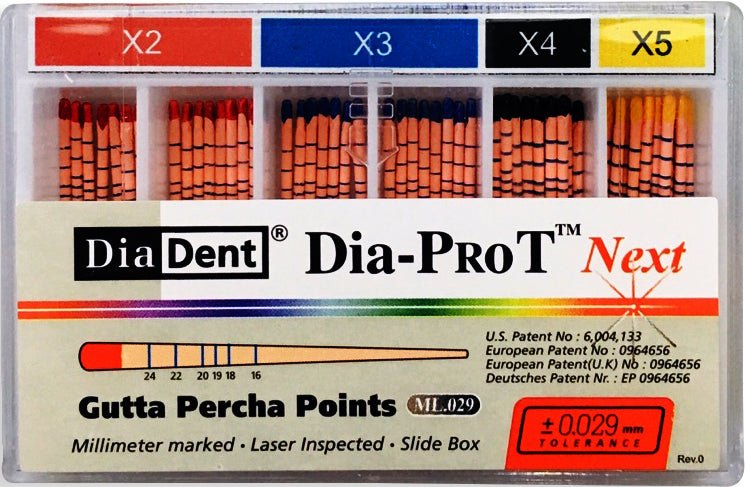 Dia-Pro T™ NEXT Gutta Percha Points, 60/Pkg, Size/Color: Size X5 Yellow