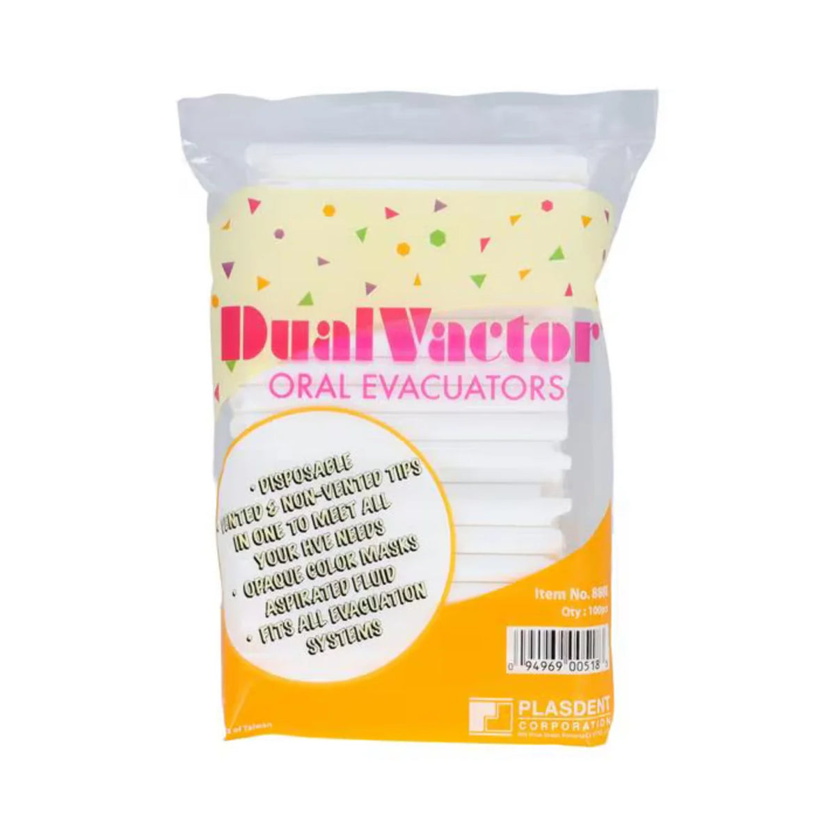 DualVactor High Volume Suction Tips Vented & Non-Vented In One, 100/Pk
