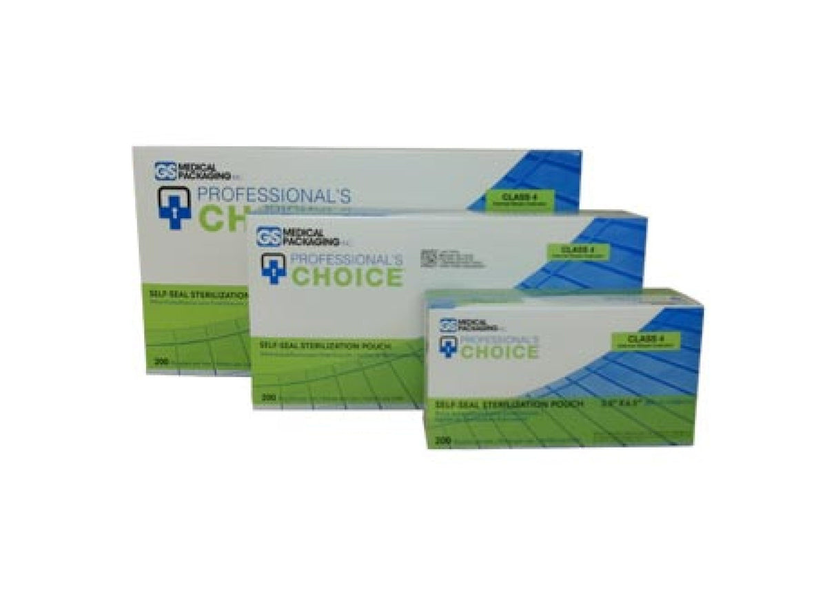 Sterilization Pouches 200/Box, Self Sealing Class 4 Steam Indicator-GS Medical - 2.25"x4"