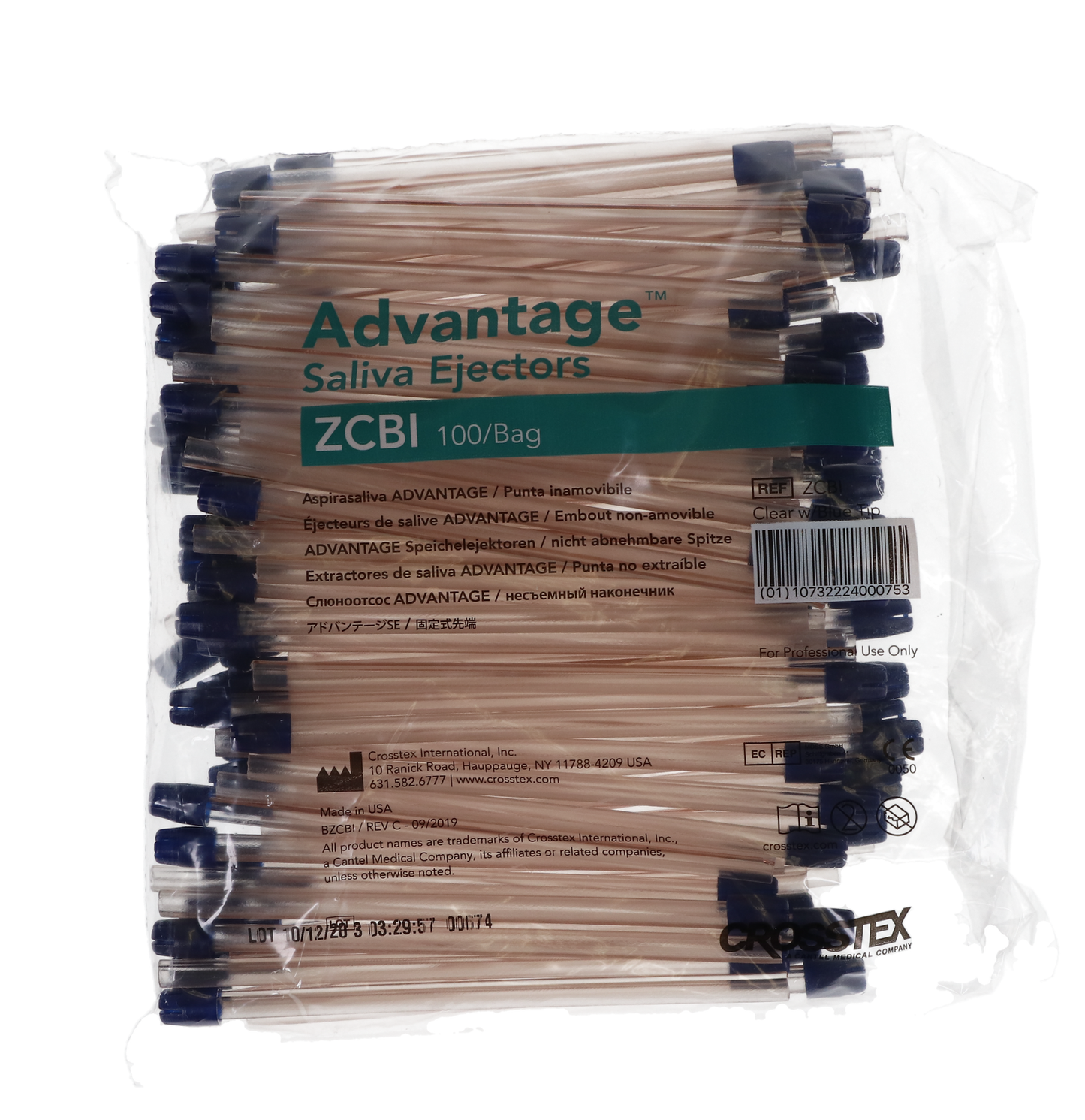 Crosstex: Advantage Saliva Ejectors Clear / Blue 1000/cs - ZCBI