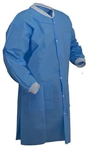 Protect Plus Lab Coats Knee Length Blue 10/pk