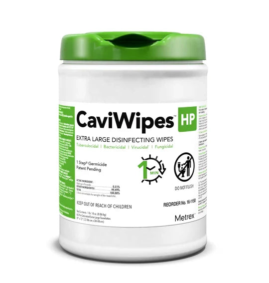 CaviWipes HP / Wipes Regular 6" x 6.75" 11-1610 160/Can Alcohol-free Hydrogen Peroxide - 1/Can - Metrex