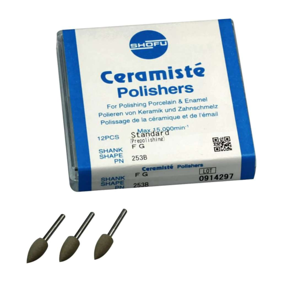Ceramiste Silicon Ceramic Polisher Soft FG Standard Midi Point 12/pk - Shofu
