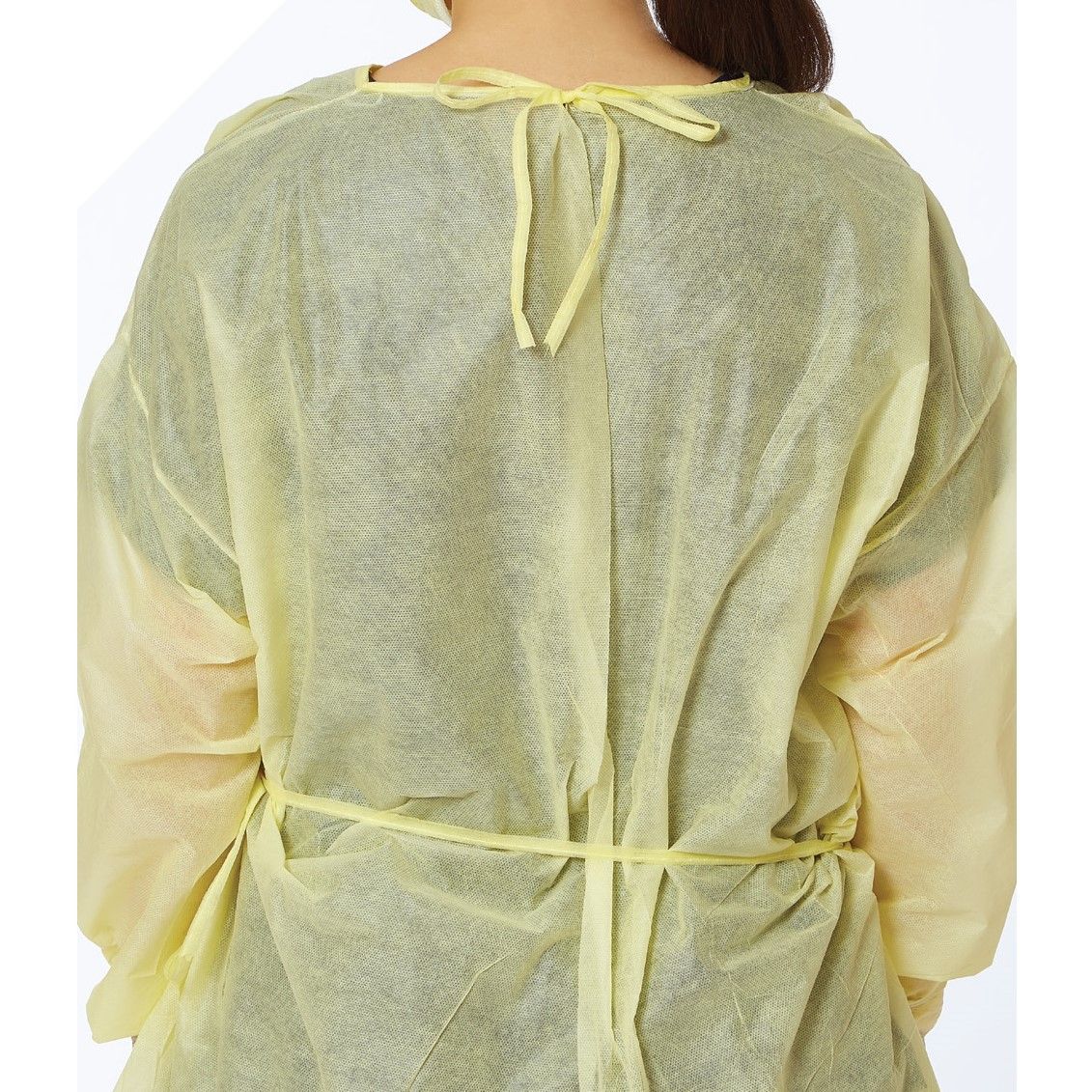 Non-Woven Isolation Yellow Gowns with Waist and Neck Ties 10/Pk