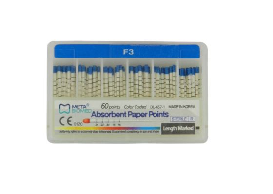 Pro Taper Absorbent Paper Points,60/Pack F1-F2-F3, MetaBiomed - F2 - Meta Biomed