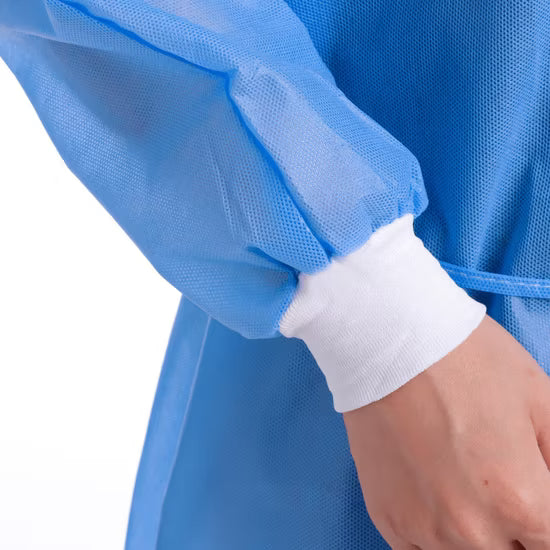 Isolation Gowns Knitted Cuff Blue 10/Pk - 100/Case
