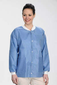 Protect Plus .Lab Coat Jackets Hip Length Blue 45g. 10/Pk. Hipster Jacket - Small