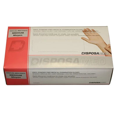 Vinyl Powder Free Medical Examination Gloves 100/Pk - Small