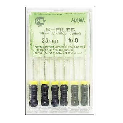 K-File, Stainless Steel, 25 mm, # 40, Black, 6/Pk, MK2540