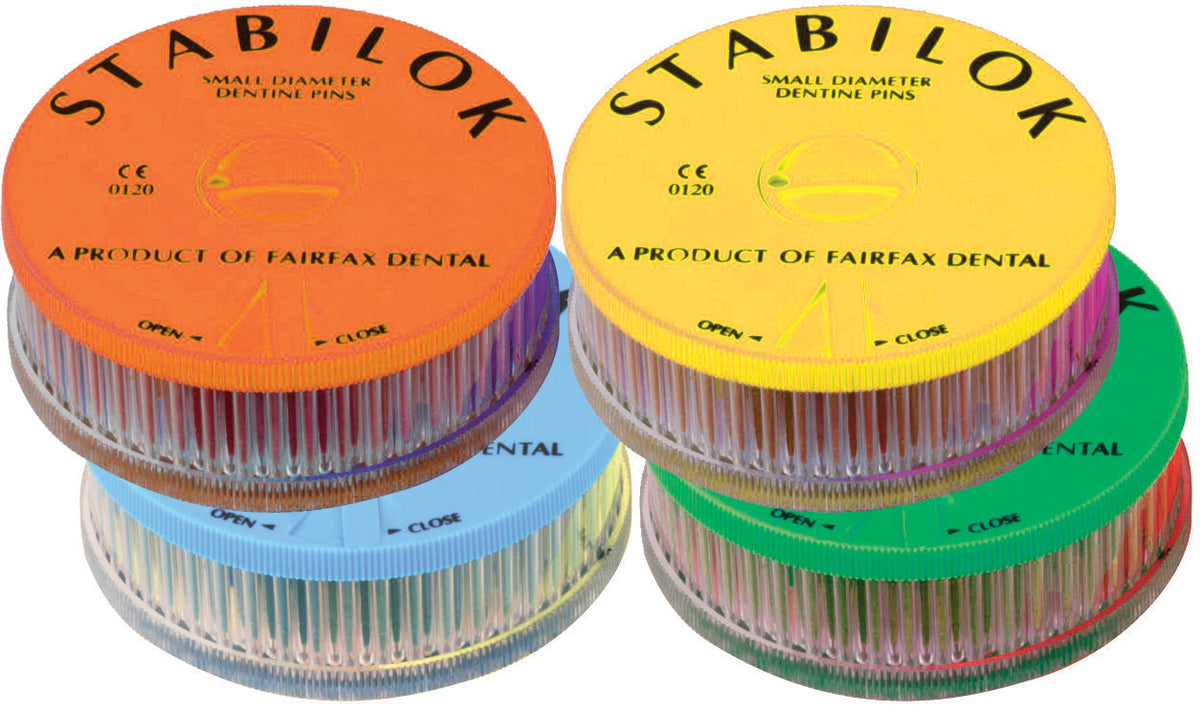 Stabilok Dentine Pins Jumbo Kit . 100 Pins & 5 Drills - S Steel Small Blue