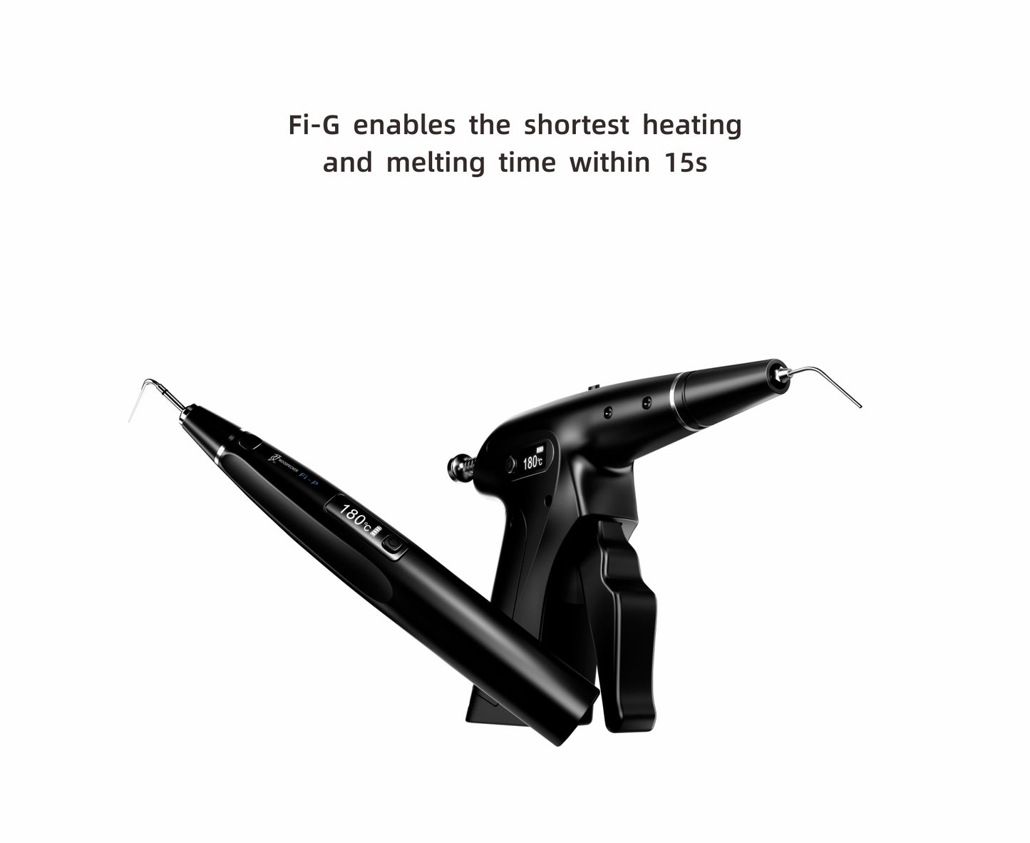 Woodpecker Fi-G gutta-percha obturation device with rapid heating and melting time under 15 seconds. Ensures efficient and precise root canal filling for endodontic procedures.
