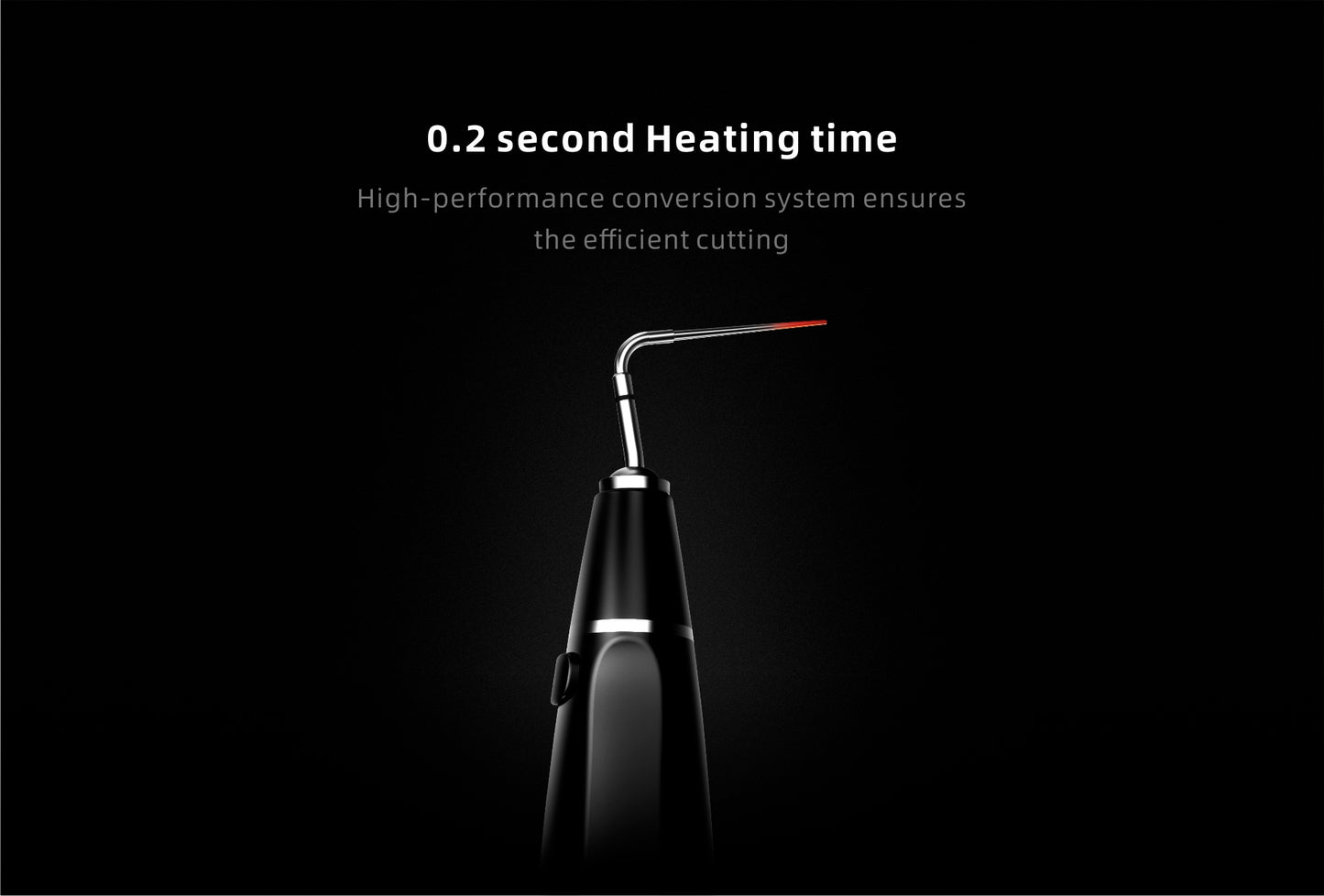 Woodpecker Fi-P gutta-percha obturation device with a 0.2-second rapid heating tip for efficient cutting. High-performance conversion system ensures precise and seamless root canal filling.