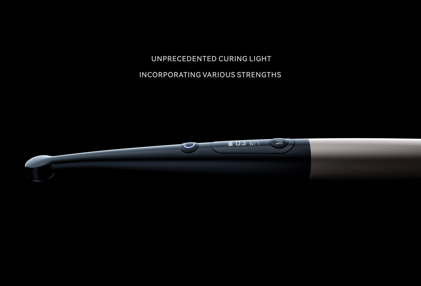 Side view of the Woodpecker O-Star Curing Light, showcasing its sleek, lightweight design with a high-performance curing system suitable for all resin materials.