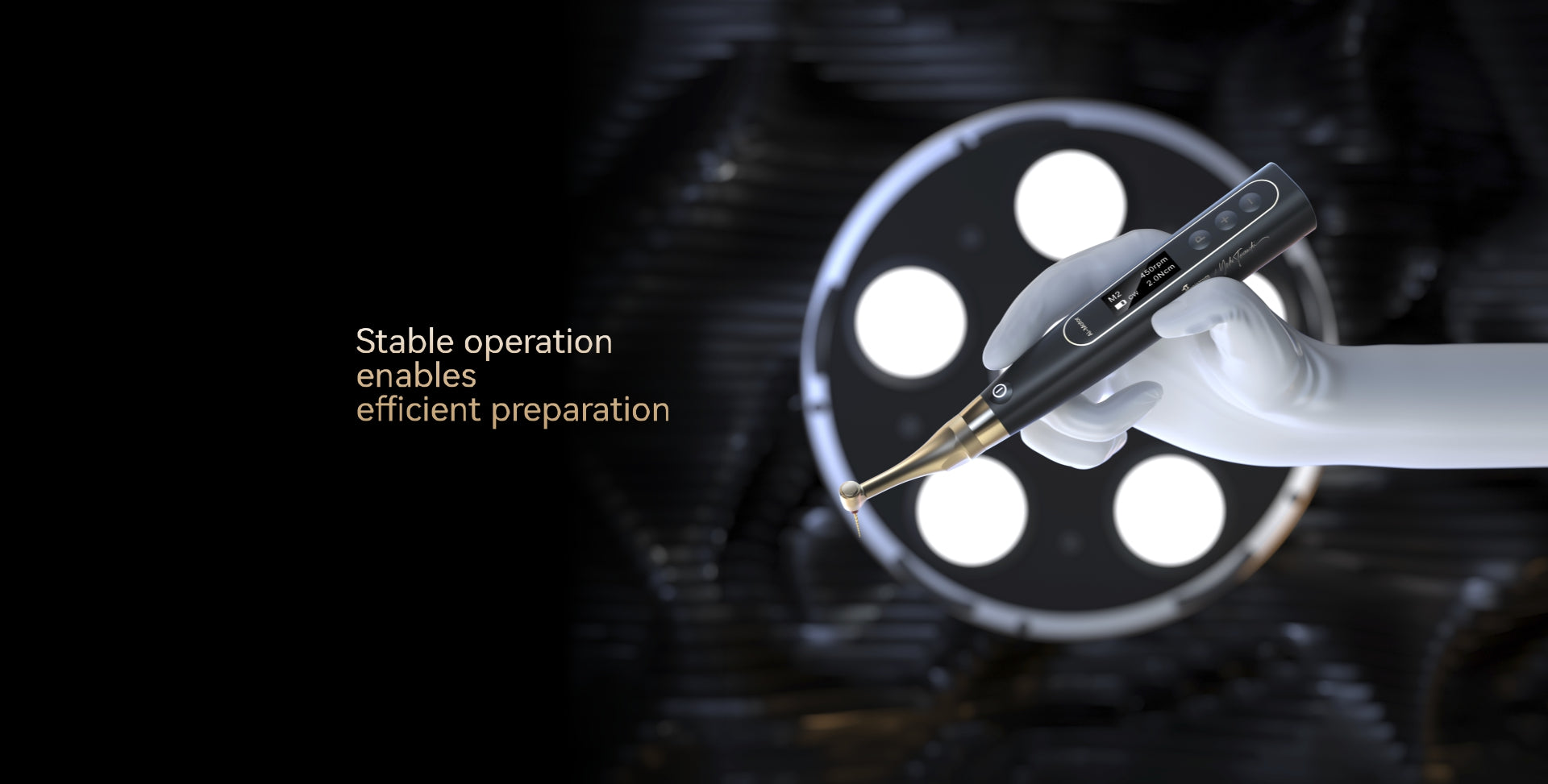 YOSHI AI Motor providing stable operation for efficient endodontic preparation – precision dental handpiece designed for smooth, vibration-free performance, ensuring accuracy in root canal treatments and restorative procedures.