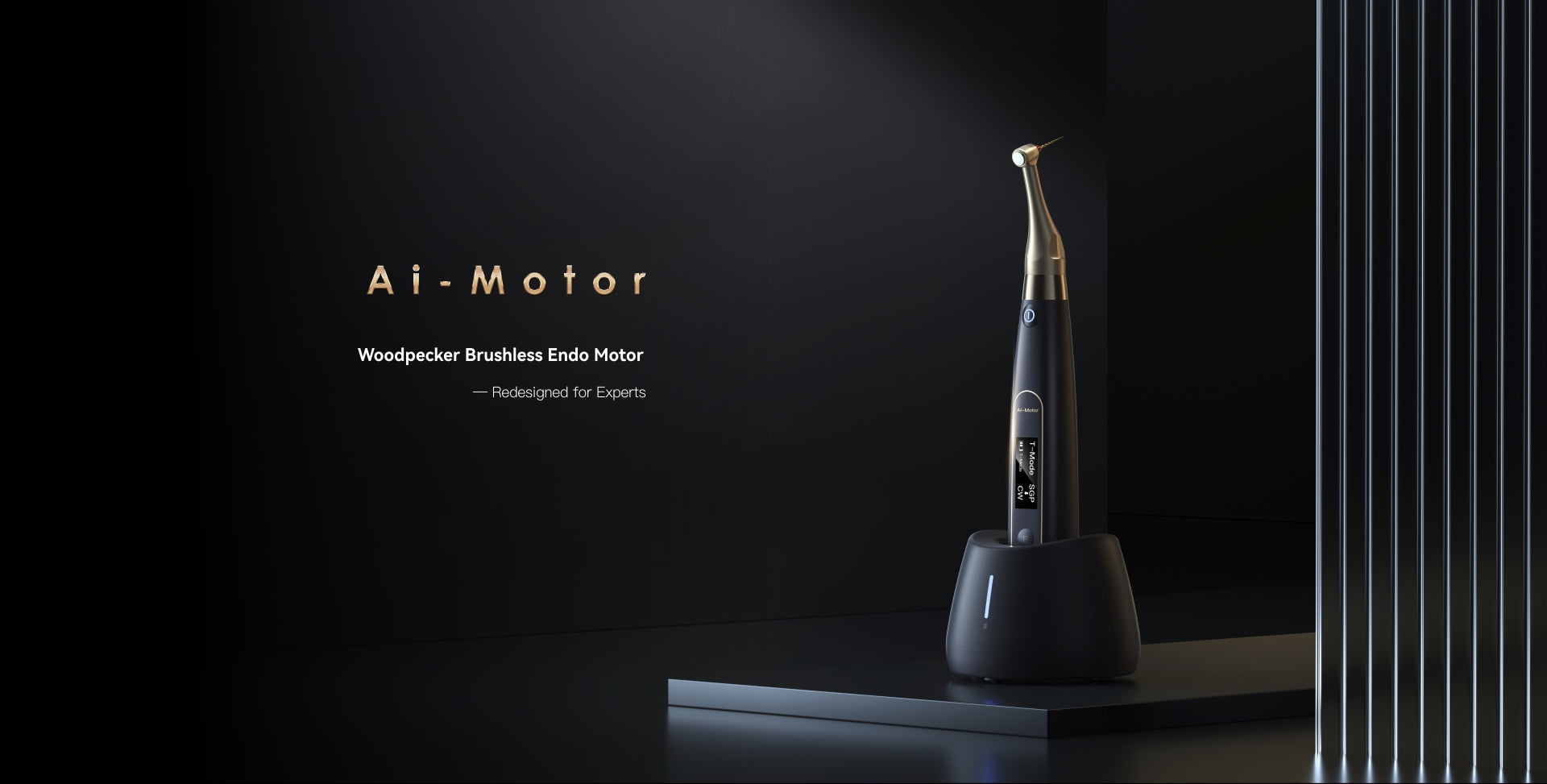 YOSHI AI Motor wireless endodontic handpiece – advanced brushless motor for precision in root canal treatments, featuring smart torque control, customizable reciprocating angles, and built-in apex locator for enhanced safety.