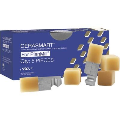 GC America CERASMART PlanMill Force Absorbing Hybrid Ceramic CAD CAM Blocks A1 HT 5 Count - Size 12