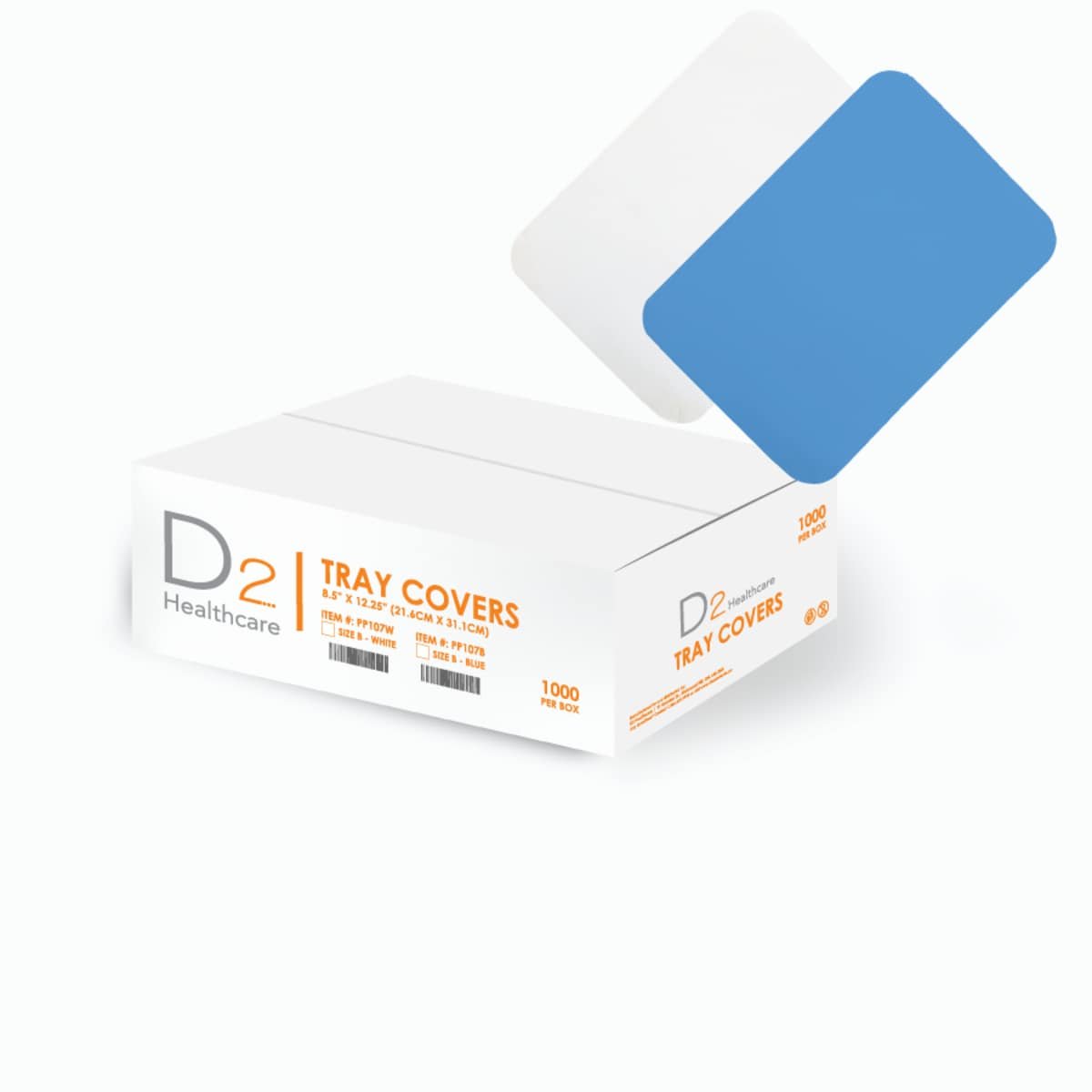 D2: Tray Covers 1000/cs B Rit 8.5X12.25" PP107 White PP107W