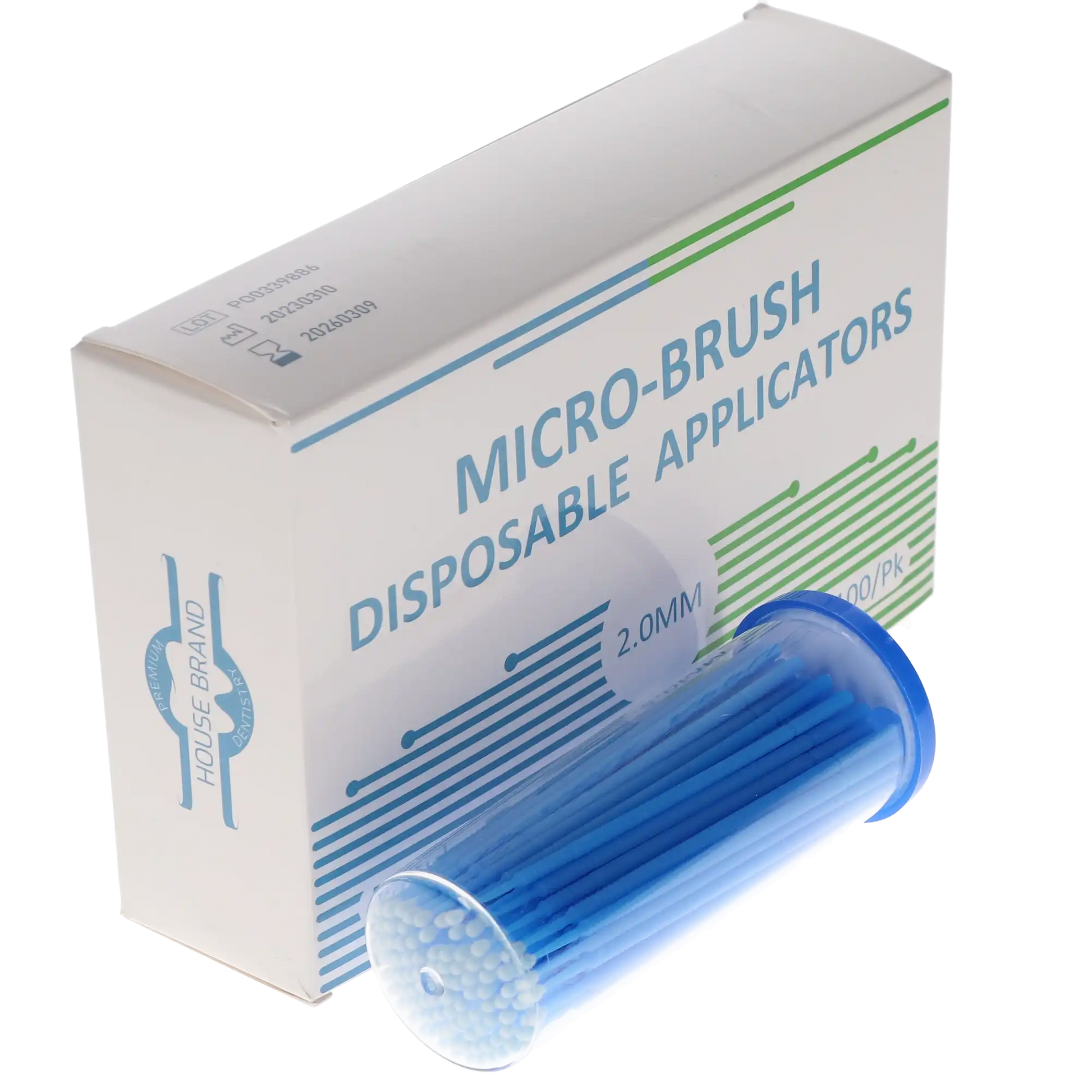 HSB-Micro-Brush Disposable Applicators, Regular, Assorted, Blue/Green, 4 x 100/Pk - HSB-101315