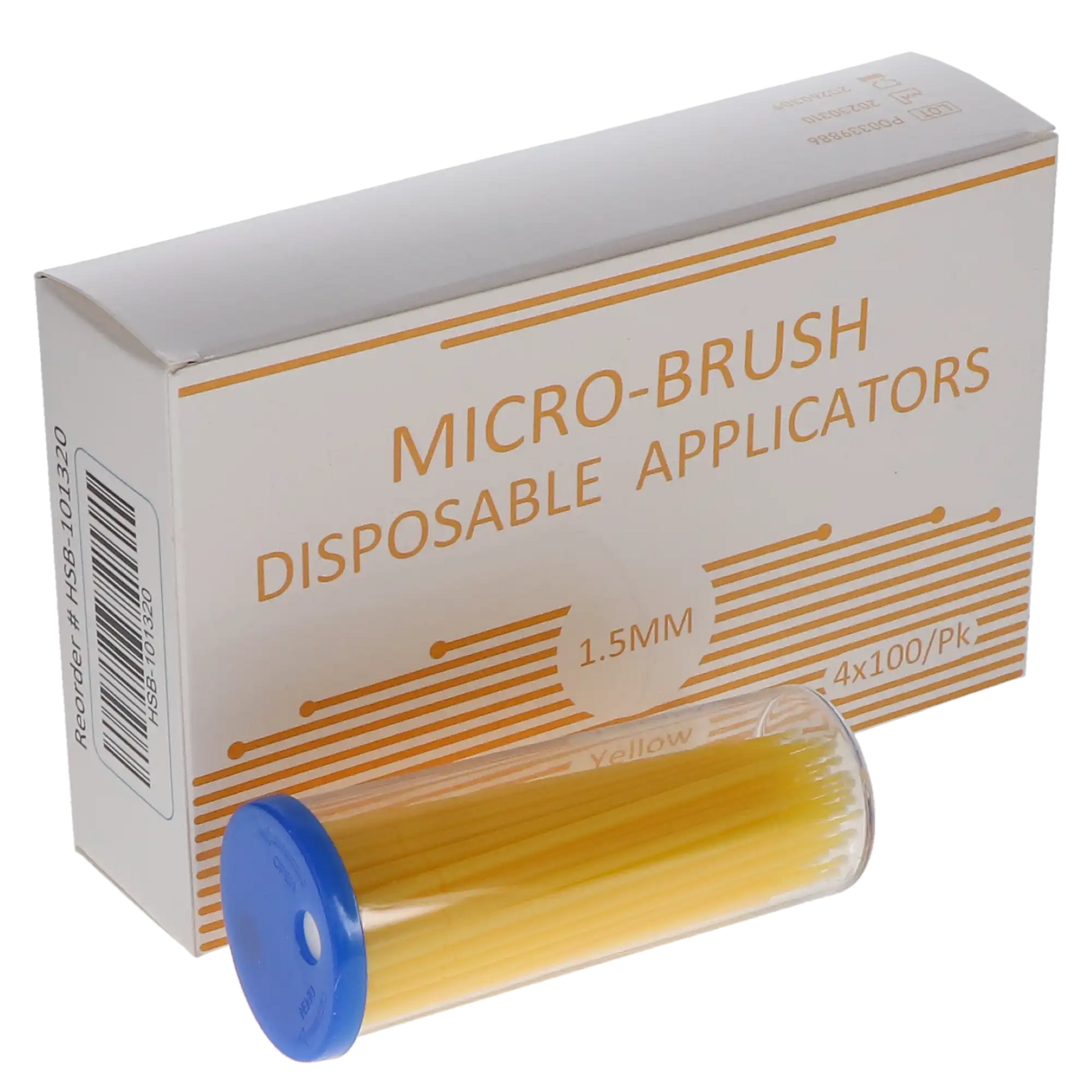 HSB - Micro-Brush Disposable Applicators, Fine, Yellow, 4 x 100/Pk, HSB-101320
