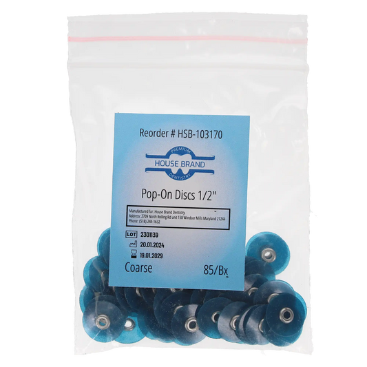 HSB Sof-Lex Type Pop-On polishing discs 1/2" Coarse Blue 85/Pk
